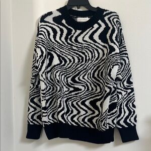 Beige Botany Wavy Black & White Knit Sweater